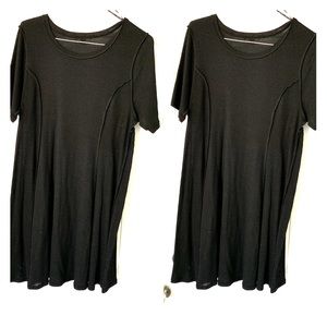 Black ribbed swing dress